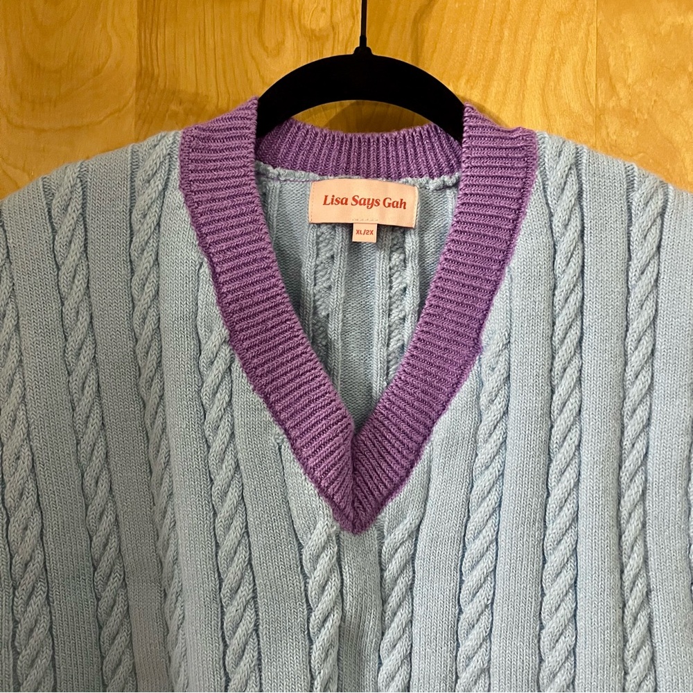 Lisa Says Gah Eva Sweater Vest - Blue/Purple - Blue/Purple / XL/2XL